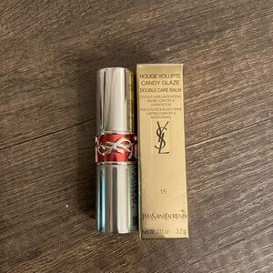 NIB Yves Saint Laurent YSL Rouge Volupté Candy Glaze Lip Balm Showcasing Nude 15